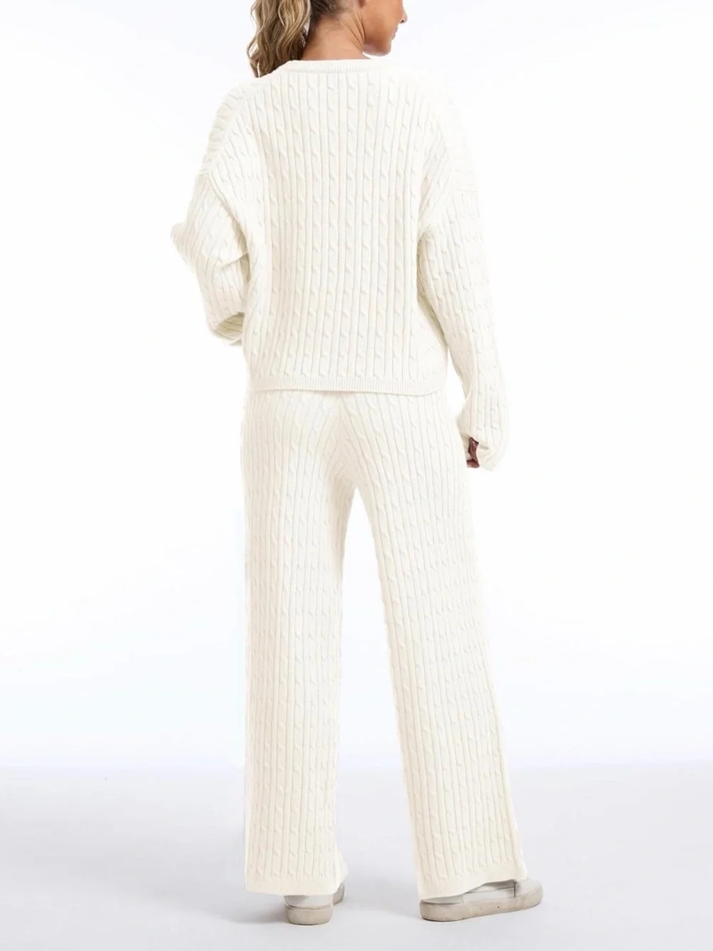 AnotherChill Women's Cable Knit Sweater Lounge Set - Picture 2 of 4